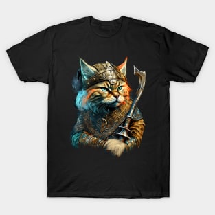 Cat Viking Painting T-Shirt